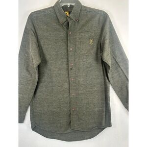 Browning Shirt Mens M  Green Flannel Long Sleeve Collared Button‎ Down